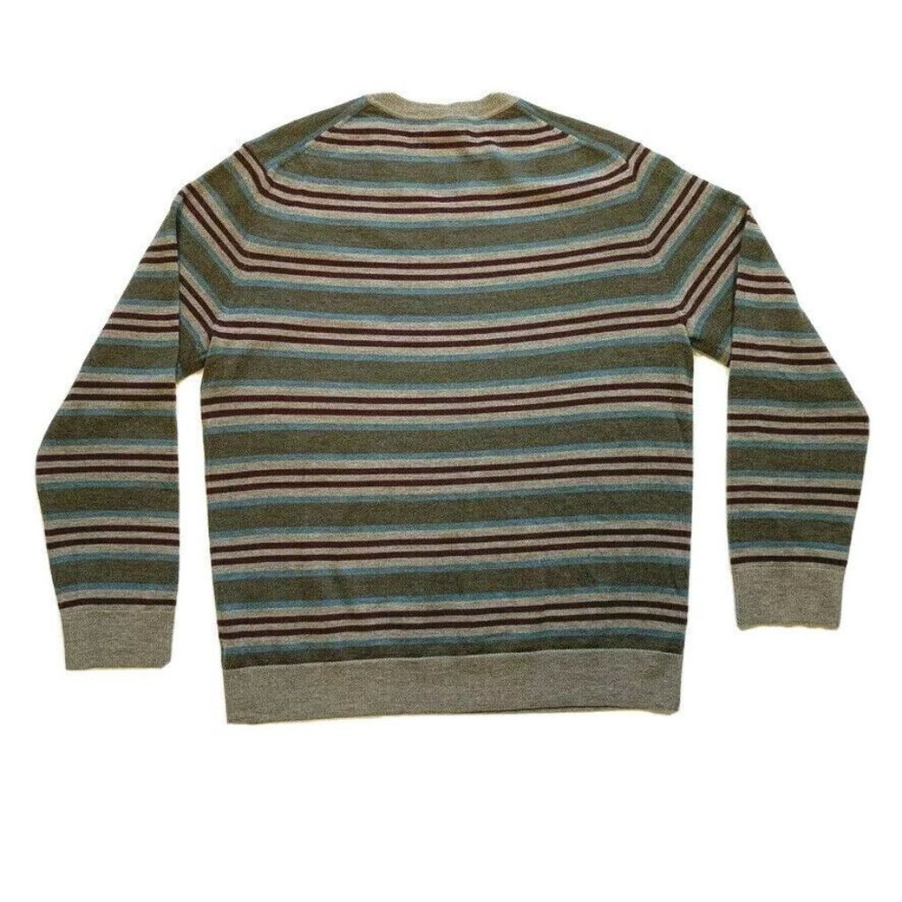 NEW Banana‎ Republic Italian 100% Merino Wool Sweater Pullover Striped V Neck XL - Picture 2 of 12